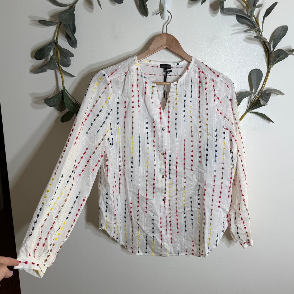 NWT Coco + Carmen Linda Blouse with Colorful Stripes